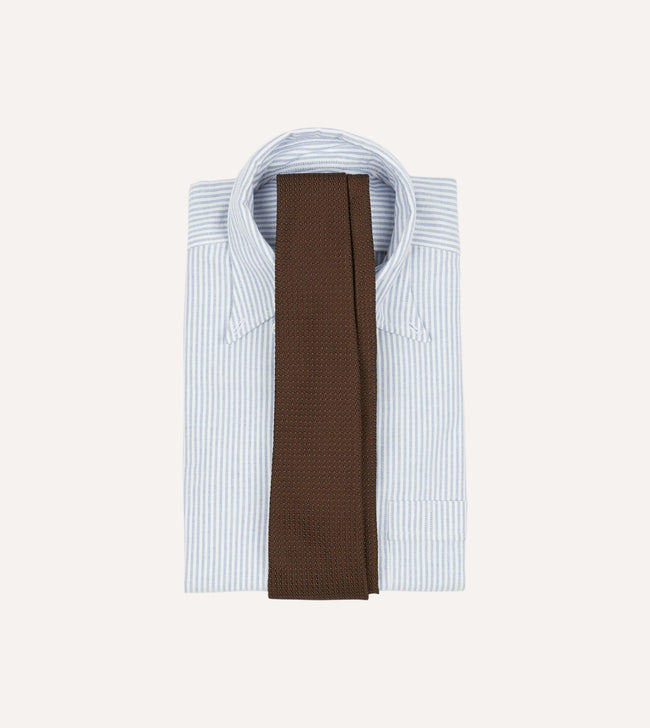 Brown Hand Rolled Large Knot Grenadine Tie Main Image