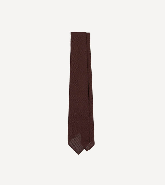 Burgundy Fine Woven Grenadine Silk Hand Rolled Tie Hover Image