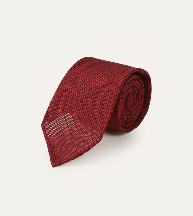 Red Fine Woven Grenadine Silk Hand Rolled Tie Main Image