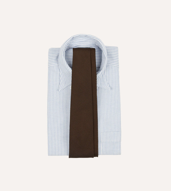 Brown Fine Woven Grenadine Silk Hand Rolled Tie Main Image