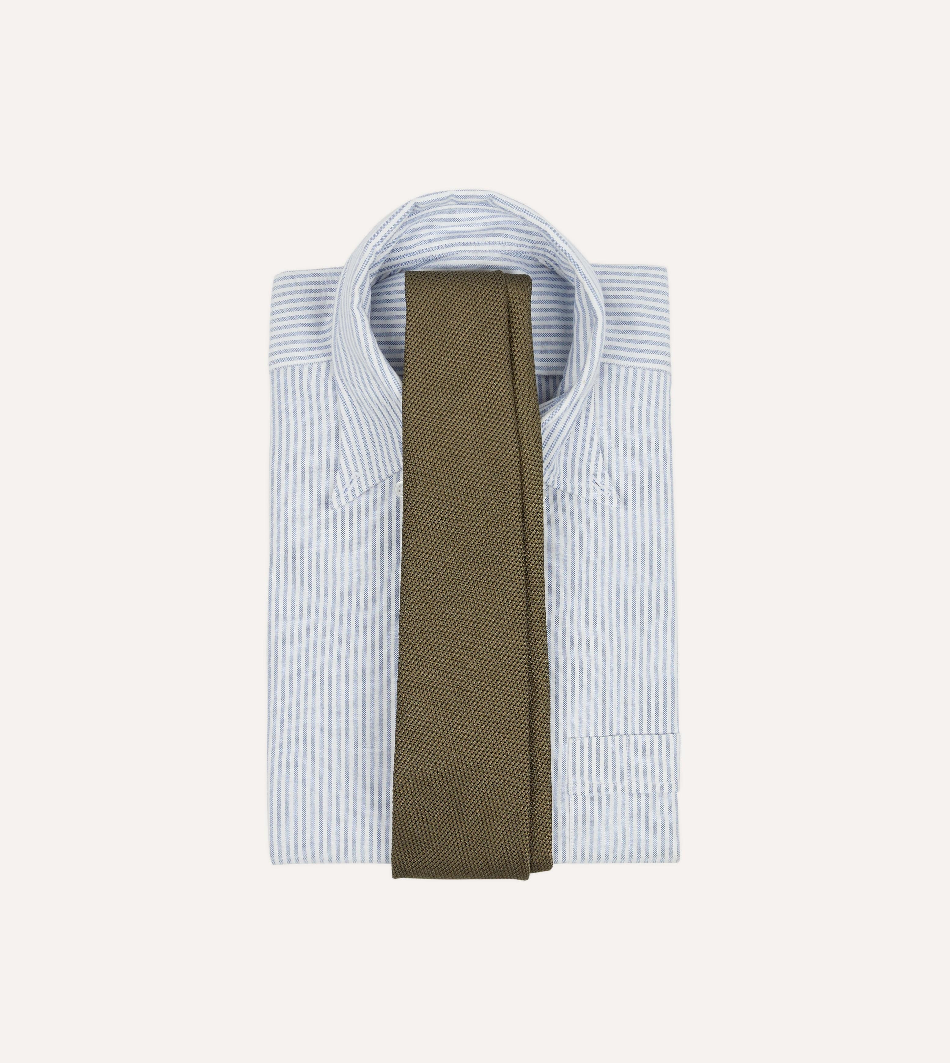 Khaki Green Fine Woven Grenadine Silk Hand Rolled Tie