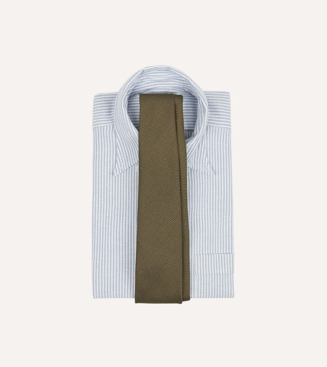 Khaki Green Fine Woven Grenadine Silk Hand Rolled Tie Main Image