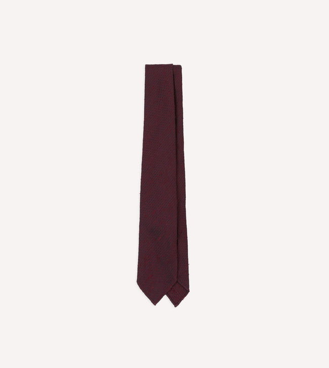 Red Shantung Silk Hand-Rolled Tie Hover Image