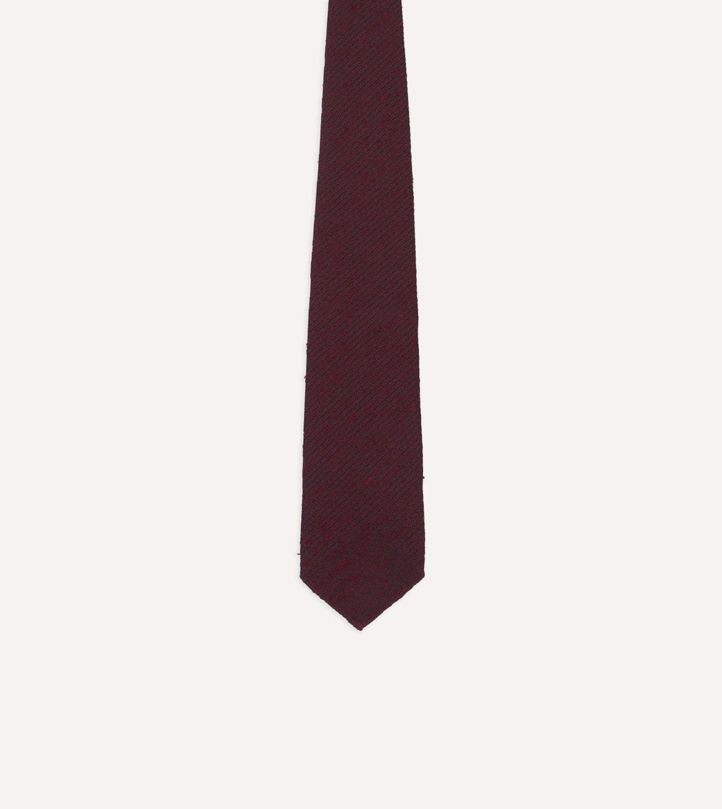 Red Shantung Silk Hand-Rolled Tie