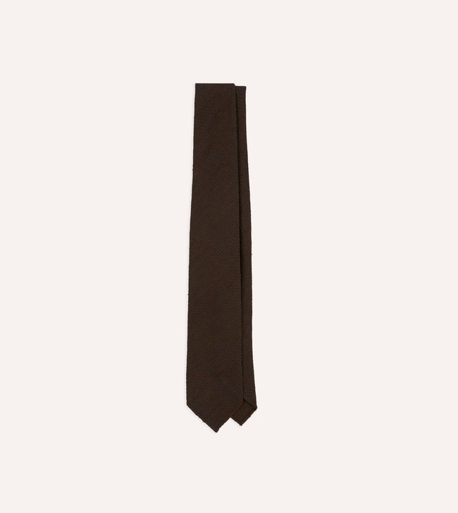 Brown Shantung Silk Hand-Rolled Tie Hover Image