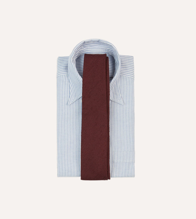 Burgundy Herringbone Shantung Silk Tipped Tie Main Image