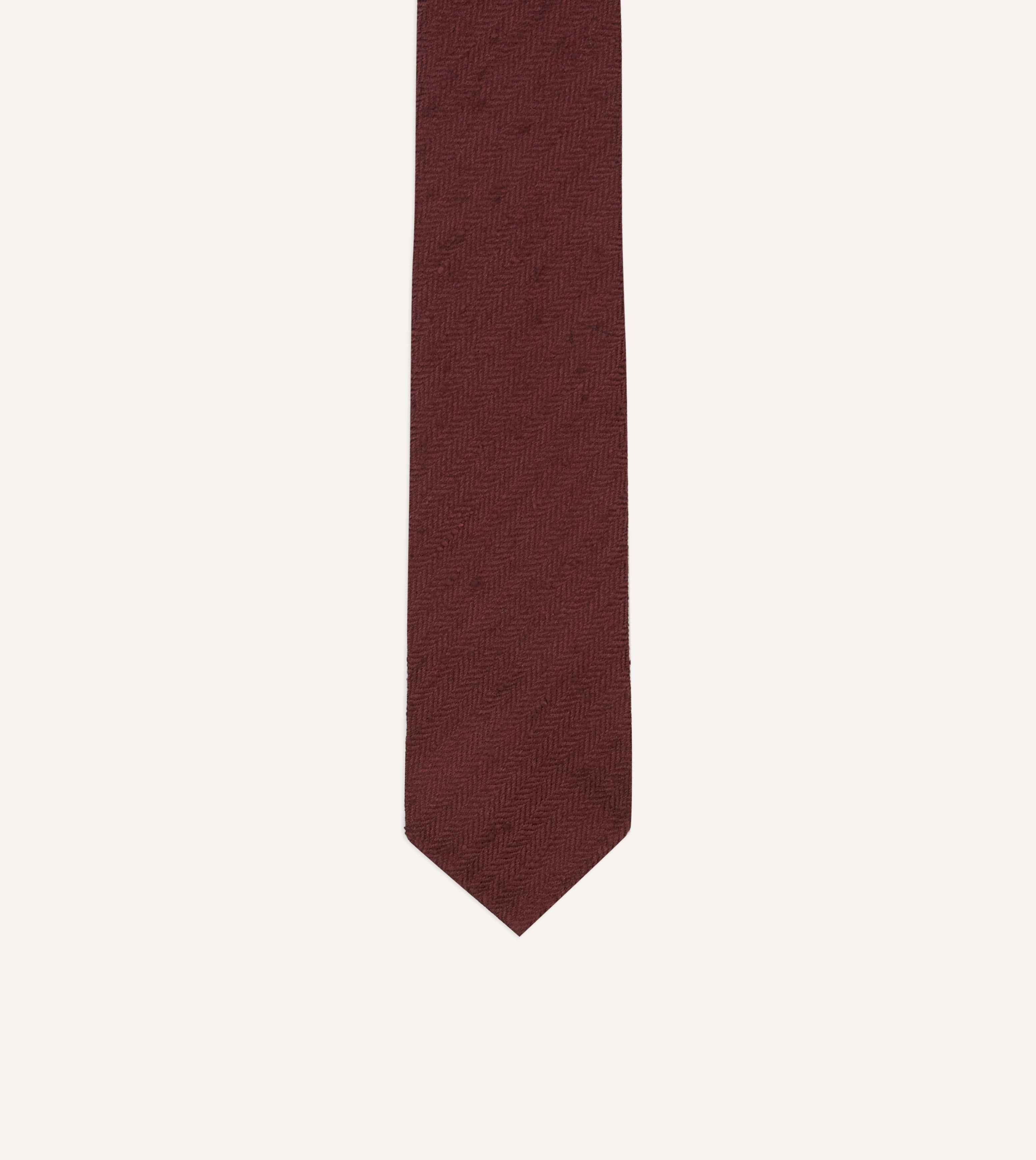 Burgundy Herringbone Shantung Silk Tipped Tie