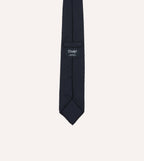 Navy Herringbone Shantung Silk Hand-Rolled Tie