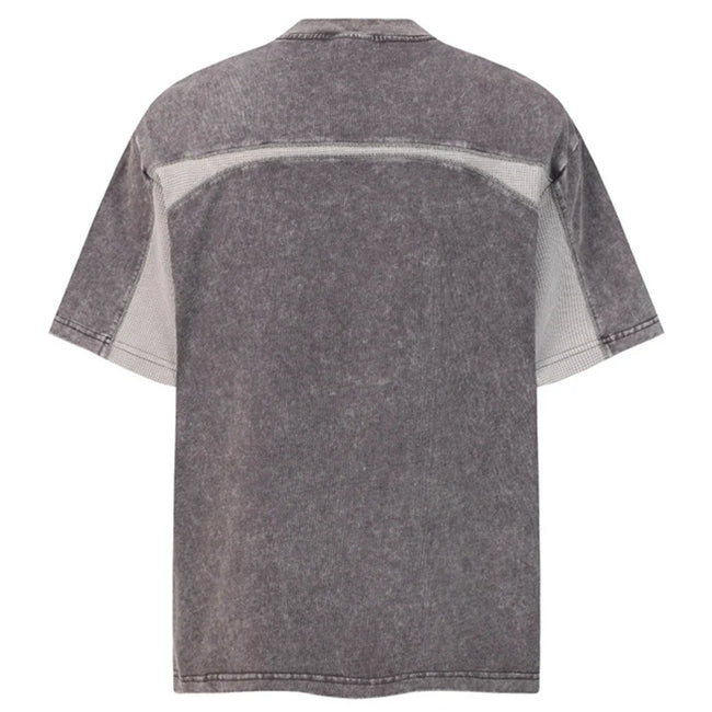 EXTREME CAUSE Textured Panel Acid Wash T-Shirt Main Image