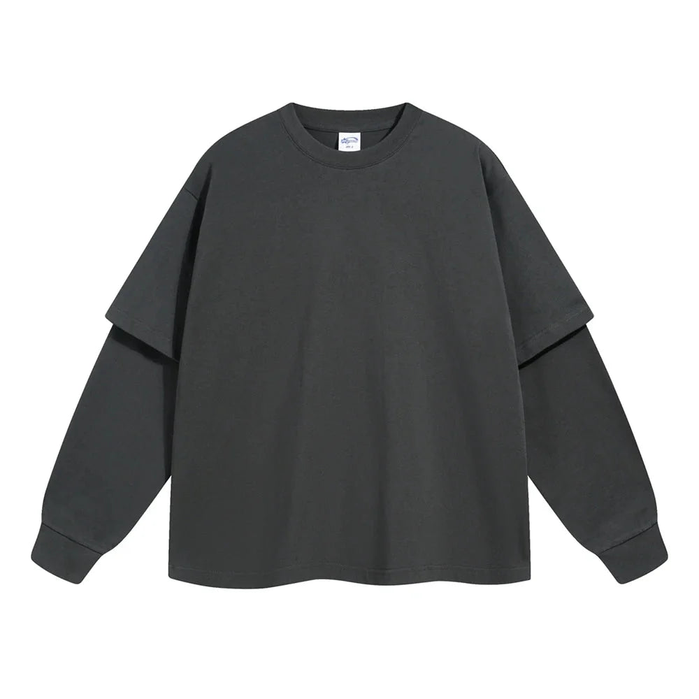 Essential Mock Double Layer Long Sleeve T-Shirt