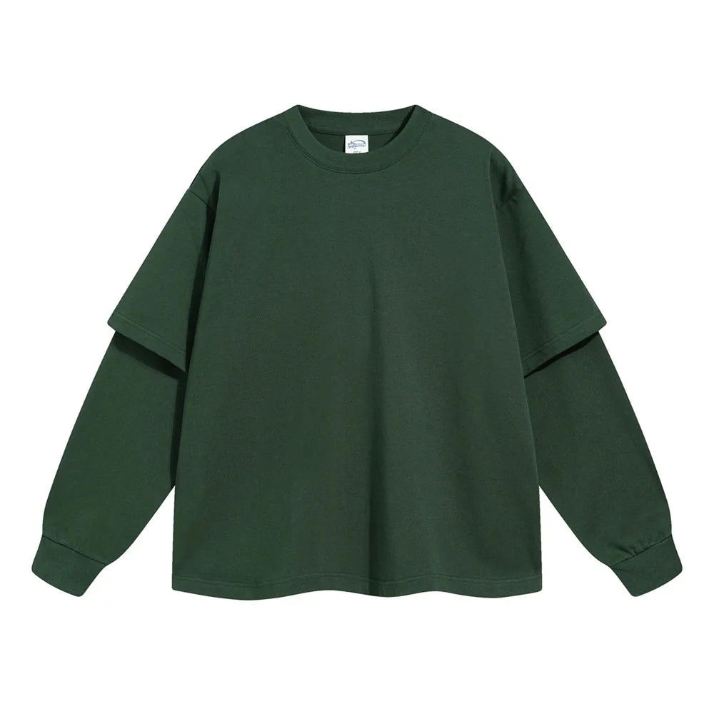Essential Mock Double Layer Long Sleeve Shirt