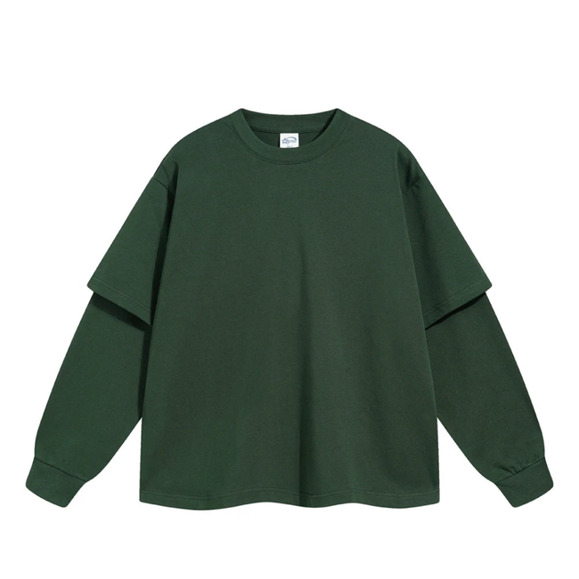 Essential Mock Double Layer Long Sleeve Shirt Hover Image
