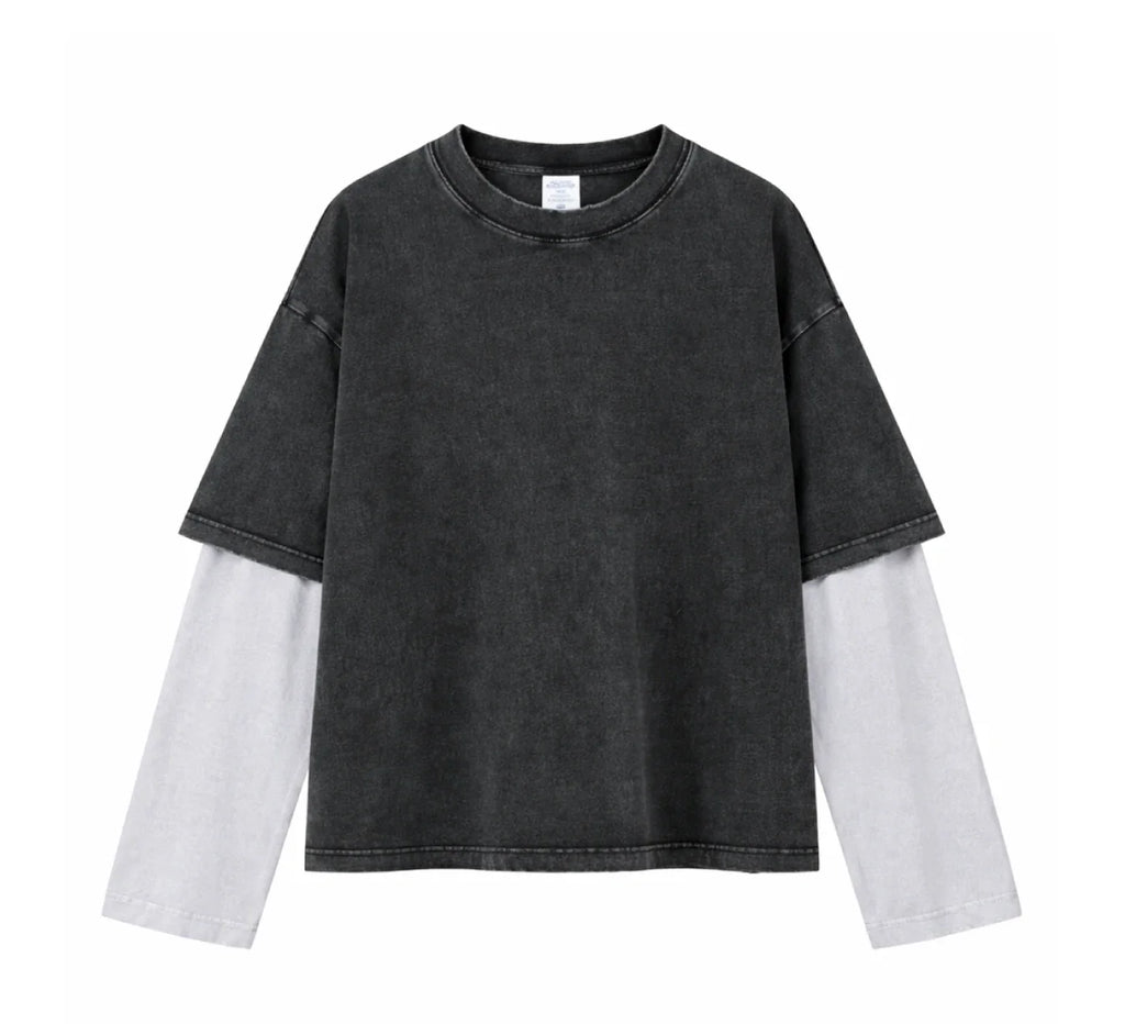 Essential Vintage Wash Double Layer Long Sleeve