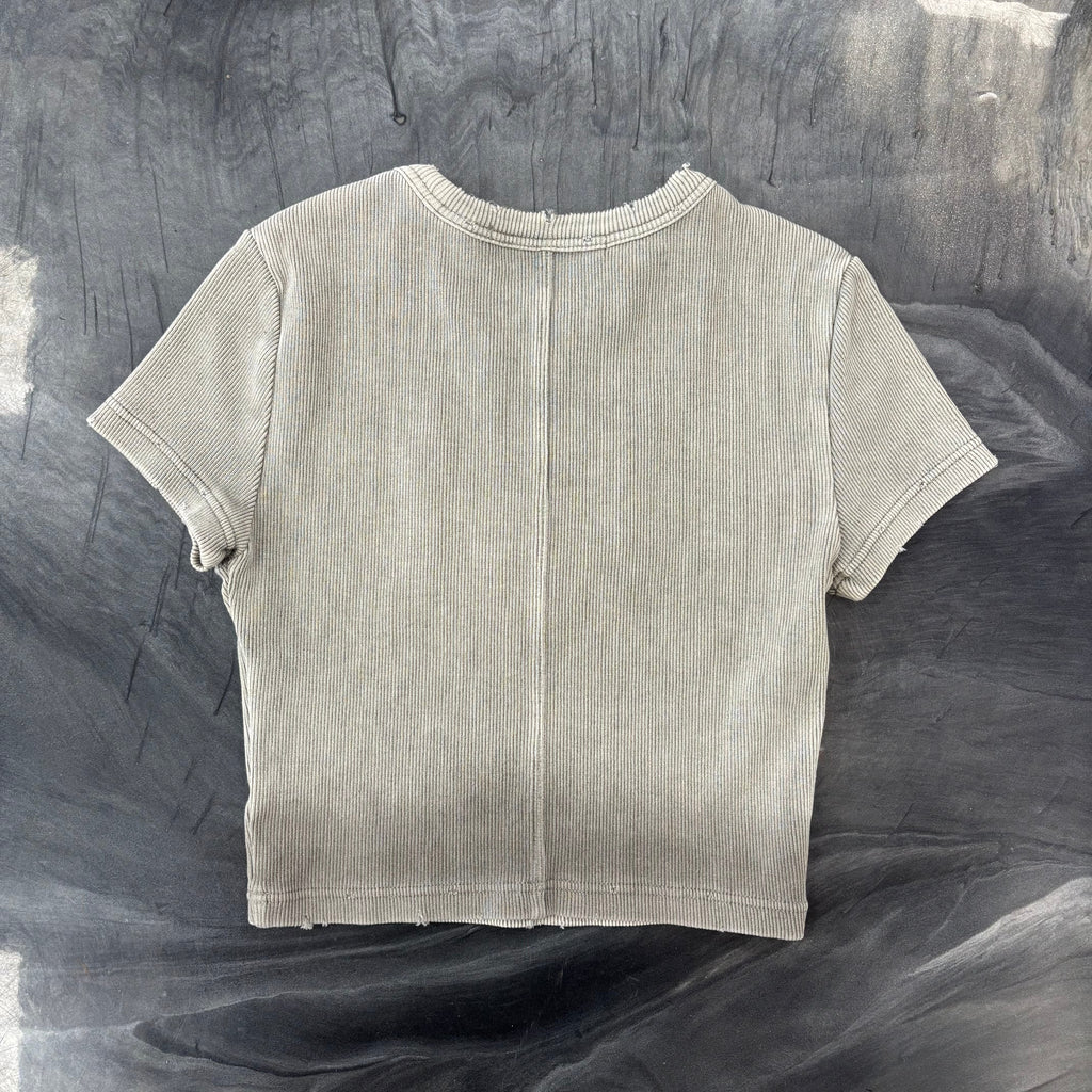 Alexander Wang Women’s Distressed Edge Rib Baby Tee Grey