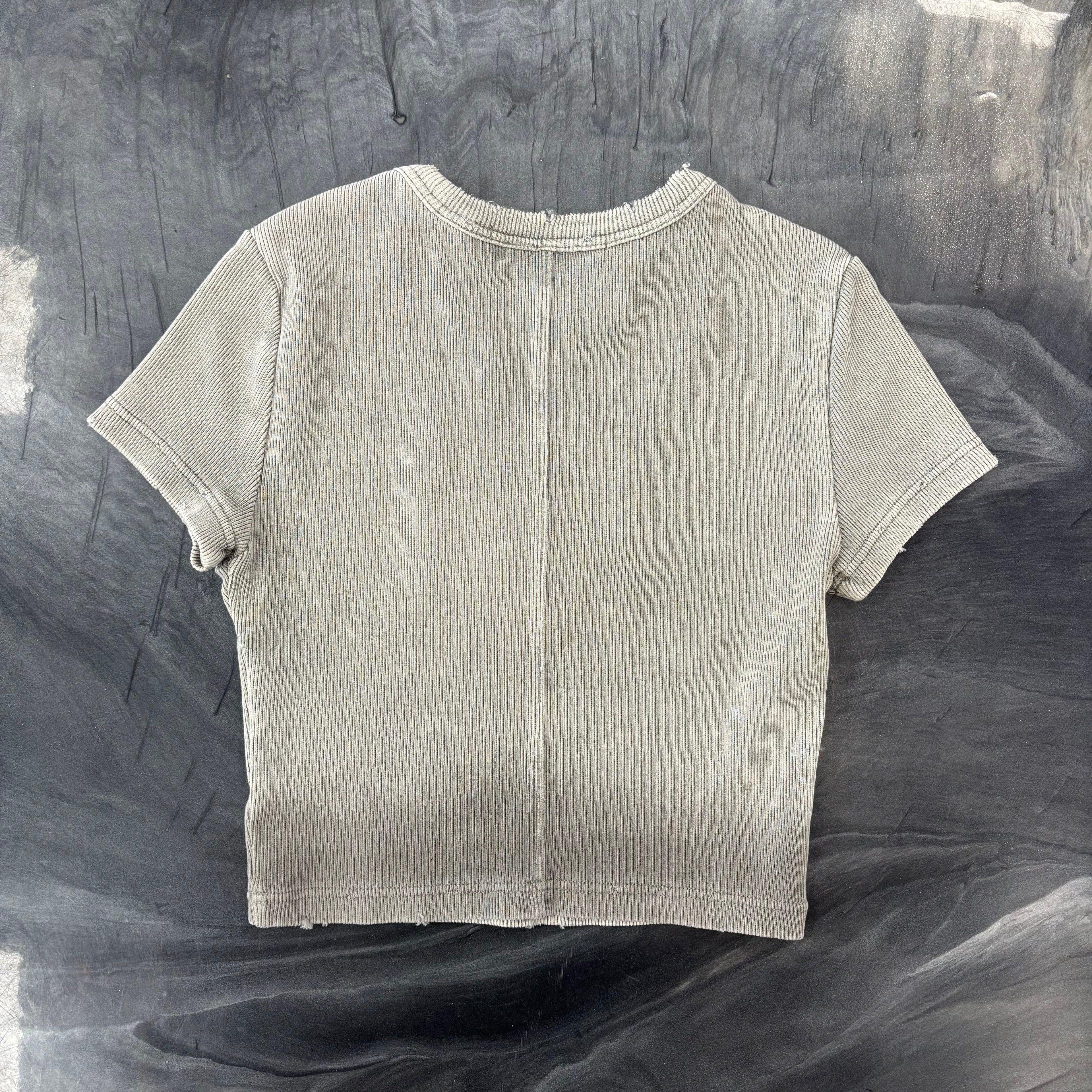 Alexander Wang Women’s Distressed Edge Rib Baby Tee Grey
