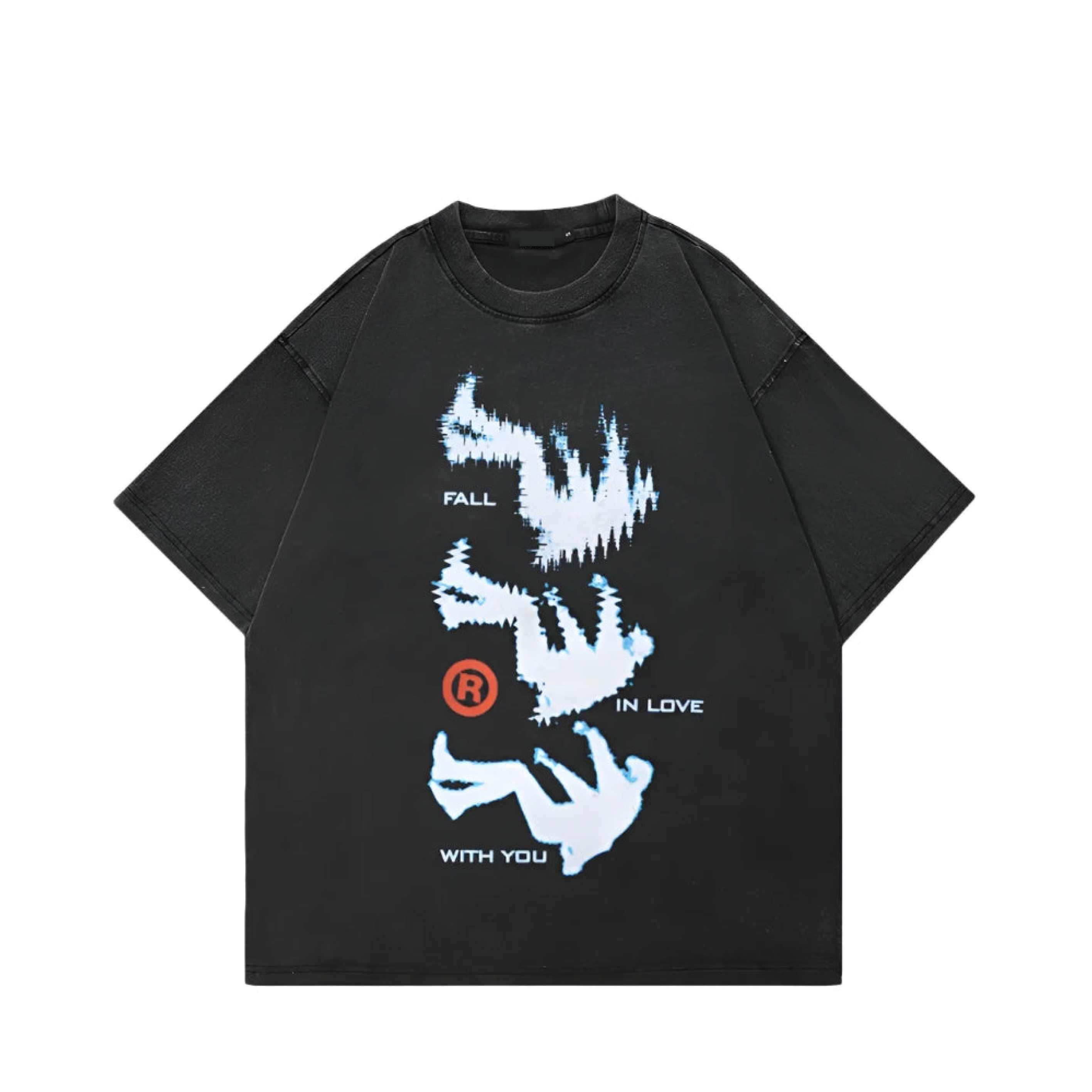 'Fall in Love with You' Acid Washed Graphic T-Shirt