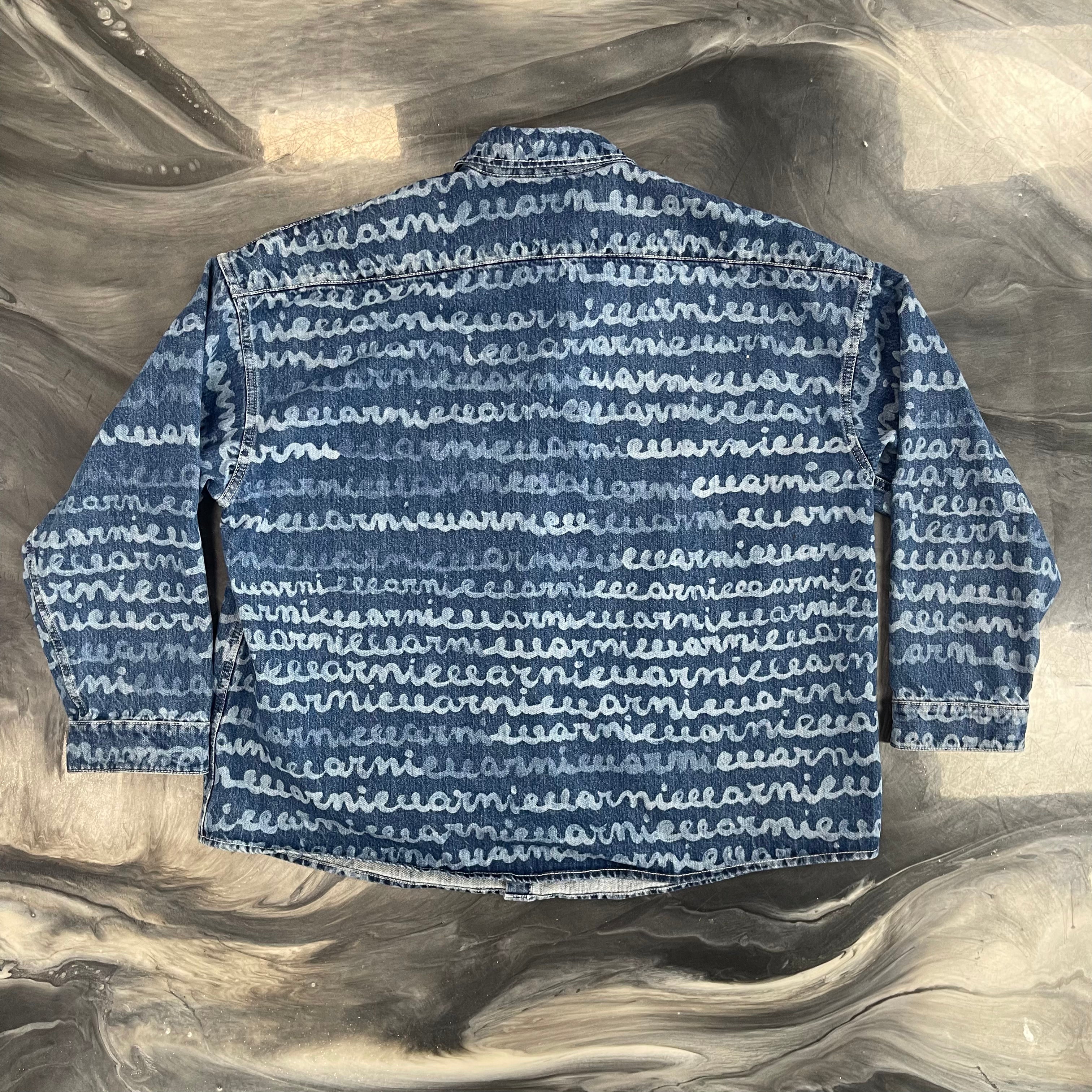 Denim Sports Shirt With Mare Marni Print
