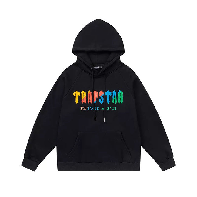 Trapstar Style Autumn/Winter Multi-Color Logo Graphic Hoodie - Black Hover Image