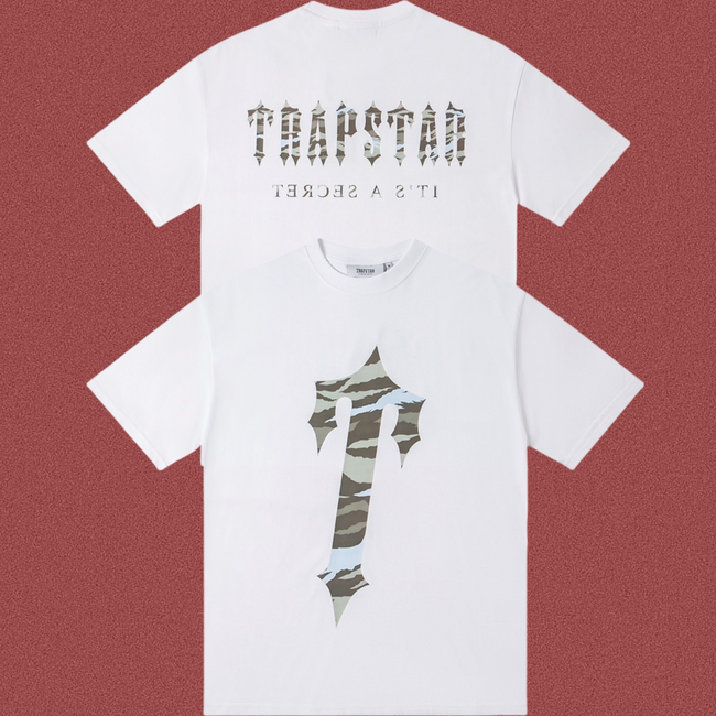 Trapstar Camo Fill Gothic Logo & Arch Tee - White Hover Image