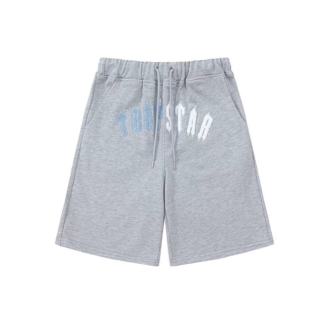 Trapstar Arch Logo Gothic Sweat Shorts - Grey/Ice Blue Hover Image