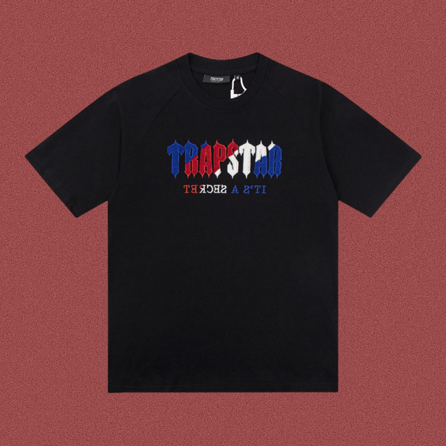 Trapstar Tricolor Gothic Logo Tee - Black/Red/White/Blue Hover Image