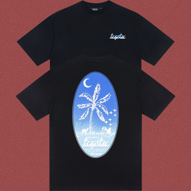 Trapstar Palm Tree Night Oval Graphic Tee - Black Hover Image