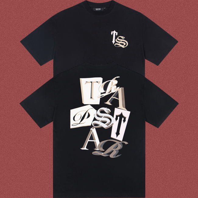 Trapstar Collage Card Alphabet Graphic Tee - Black Hover Image
