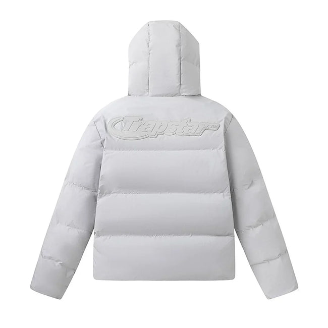 Trapstar Embossed Arch Logo Puffer Jacket - Light Grey Main Image