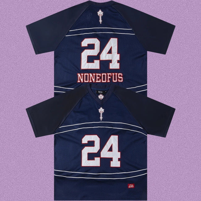Trapstar "NONEOFUS" Raglan Football Jersey - Navy/White Hover Image