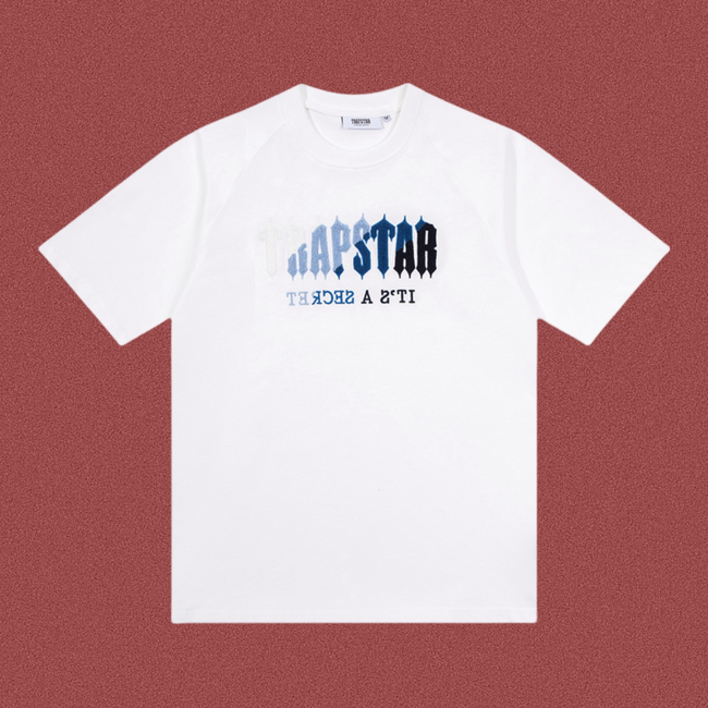 Trapstar Gothic Gradient Logo Tee - White/Blue Hover Image