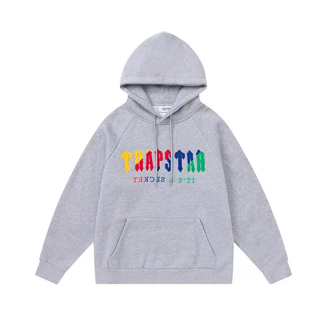 Trapstar Style Autumn/Winter Multi-Color Logo Graphic Hoodie - Heather Grey Hover Image