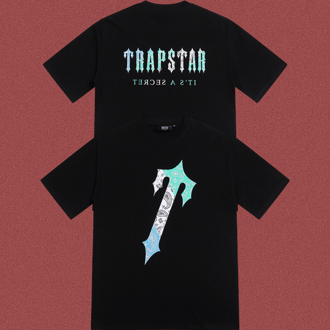 Trapstar Paisley "T" Graphic Tee - Black/Blue Hover Image