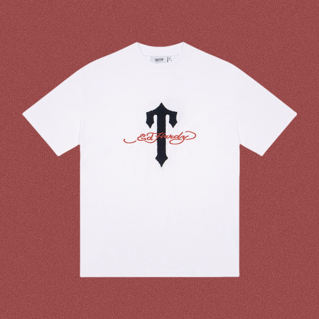 Trapstar Gothic "T" Red Script Logo Tee - White Hover Image
