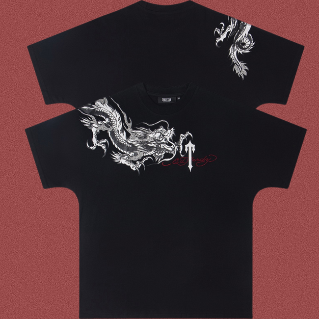 Trapstar Wrapping Dragon & Gothic "T" Graphic Tee - Black Hover Image