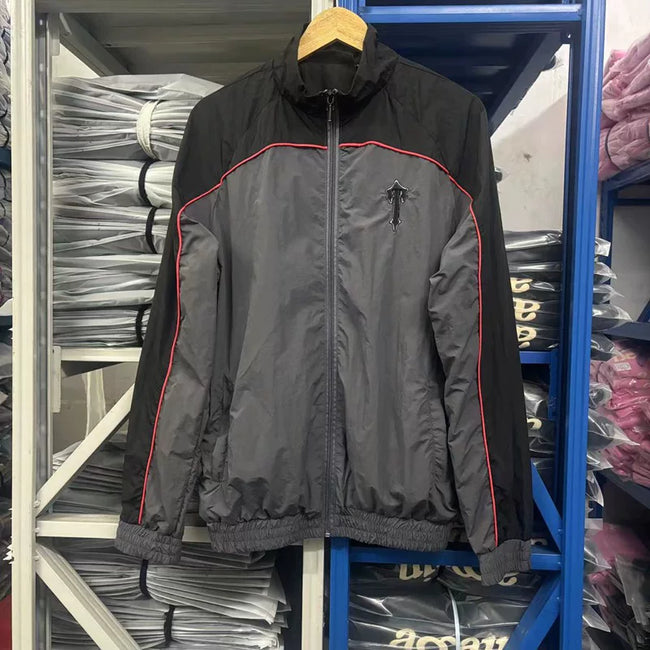 Trapstar Piping Track Jacket - Dark Grey/Black/Red Hover Image