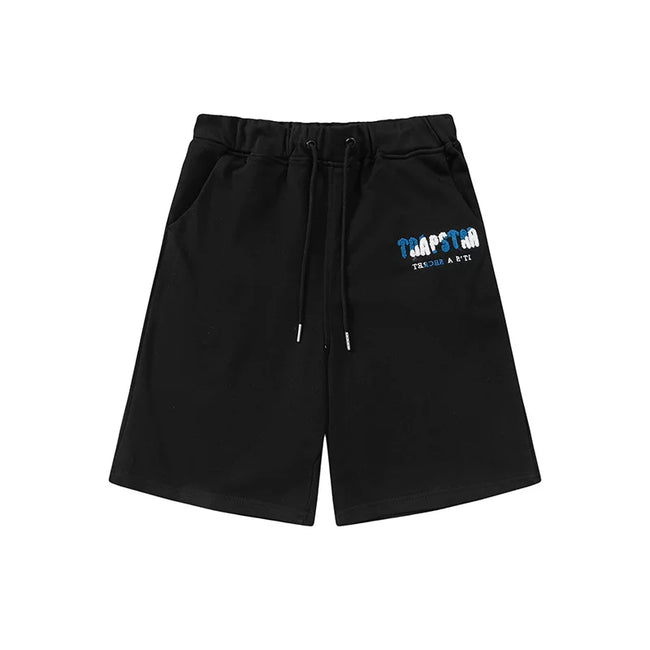 Trapstar Graffiti Logo Sweat Shorts - Black/Blue Hover Image