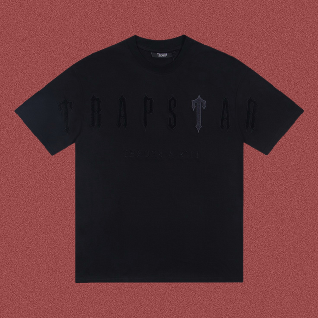Trapstar Tonal Embossed Gothic Logo Tee - Black Hover Image