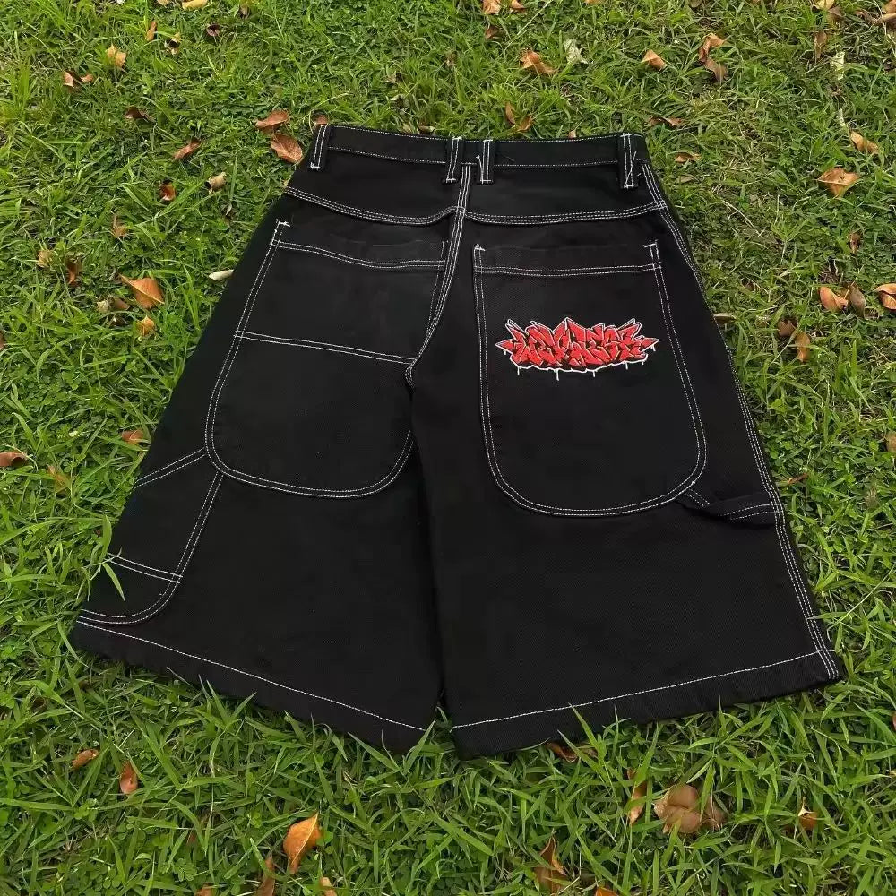 Cross -border Amazon European and American high street JNCO pattern embroidered jeans hiphop hip -hop loose wide leg leisure tide