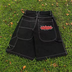 Cross -border Amazon European and American high street JNCO pattern embroidered jeans hiphop hip -hop loose wide leg leisure tide