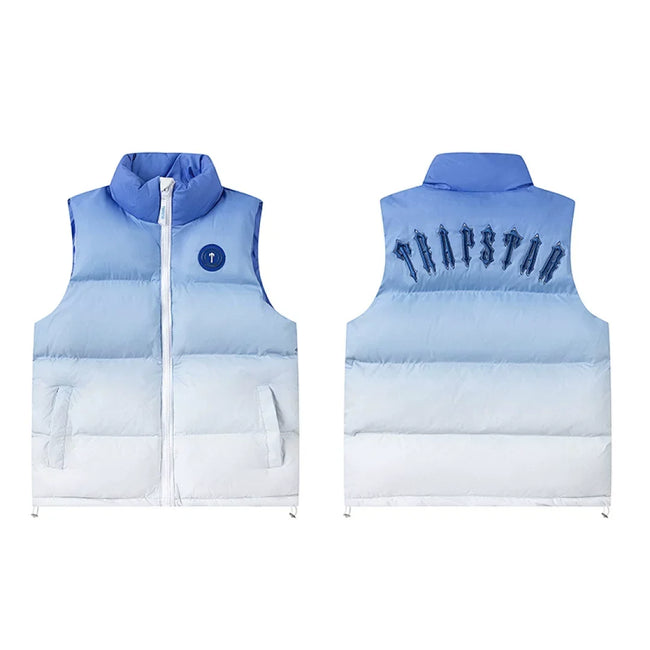 Trapstar Ombre Fade Puffer Vest - Blue/White Hover Image