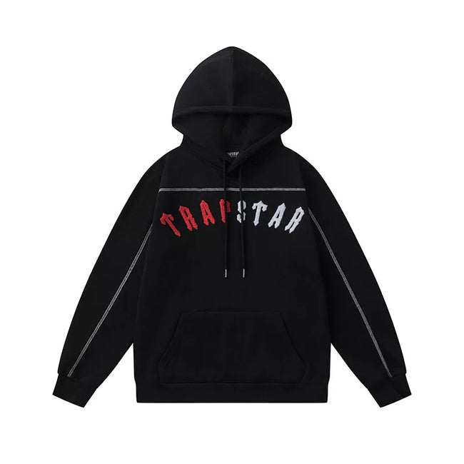 Trapstar Style Autumn/Winter Split-Color Arch Logo Hoodie - Black Hover Image