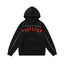 Trapstar Style Autumn/Winter Contrast Stitching Logo Hoodie - Black/Red