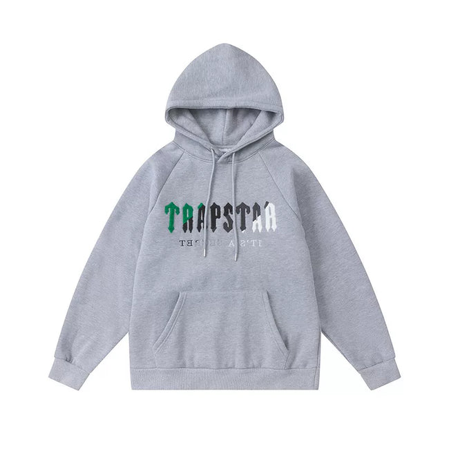Trapstar Style Autumn/Winter Green-Black-White Gradient Hoodie - Heather Grey Hover Image