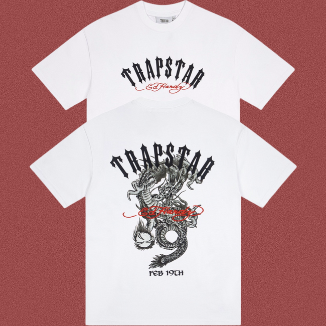 Trapstar Dragon & Globe Arch Logo Graphic Tee - White Hover Image