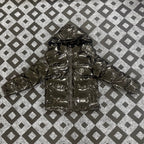 Trapstar Glossy Patent Hooded Puffer Jacket - Dark Bronze/Black