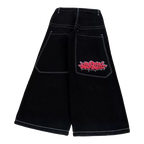 Cross -border Amazon European and American high street JNCO pattern embroidered jeans hiphop hip -hop loose wide leg leisure tide