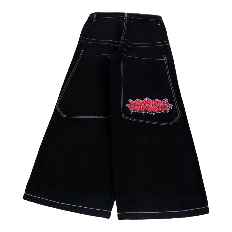 Cross -border Amazon European and American high street JNCO pattern embroidered jeans hiphop hip -hop loose wide leg leisure tide