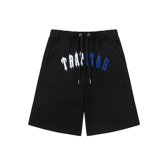 Trapstar Arch Logo Gothic Sweat Shorts - Black/Blue Hover Image
