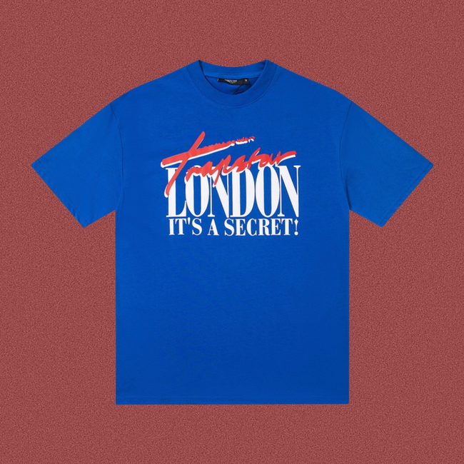 Trapstar London Secret Script & Block Logo Tee - Royal Blue/Red Hover Image
