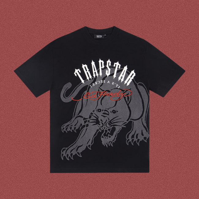 Trapstar Panther & Red Script Graphic Tee - Black Hover Image